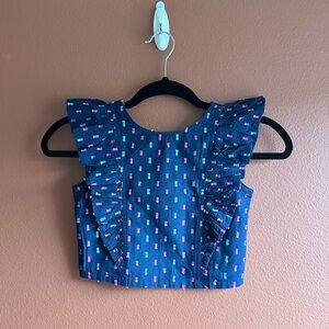 GAP Navy Crop Top with Pink and Teal Dot Pattern